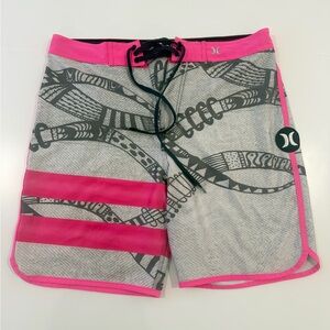 Hurley Mens Phantom Julian Snapper Fashion Board Shorts Grey/Pink Size 32